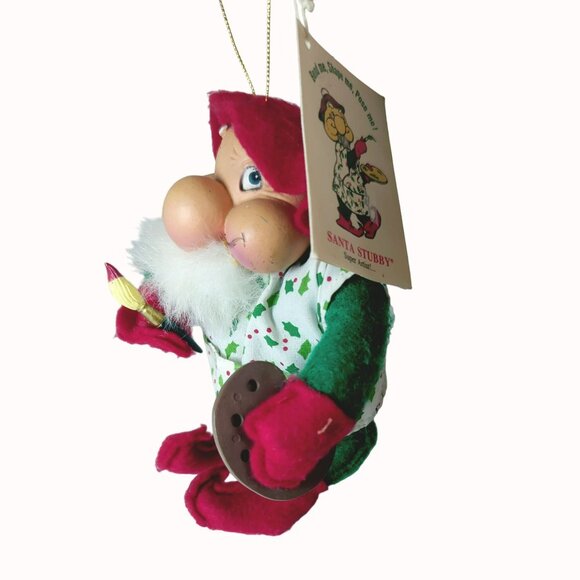 Vintage 1992 Santas Best Stubby Super Artist SantakinsPoseable Christmas Ornamen - Picture 4 of 6